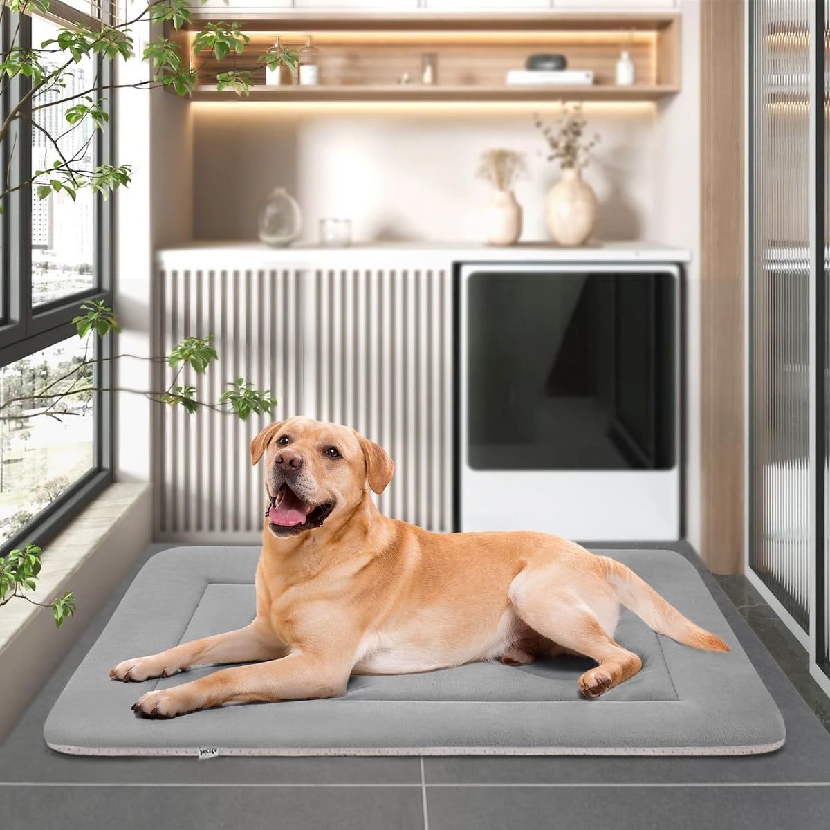 Large Dog Bed with Soft Crate Pad, 42-inch Non-Slip Washable Sleeping Mattress for Pets