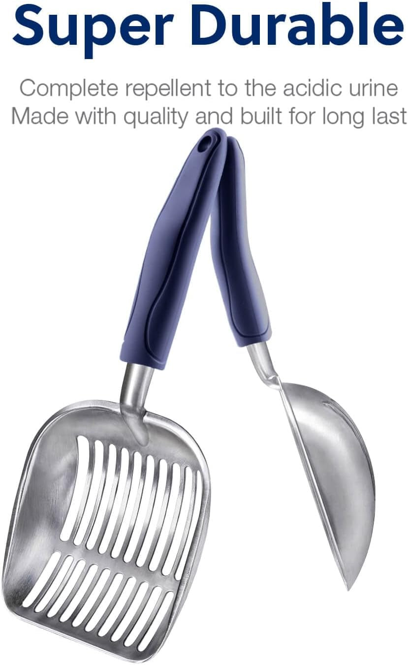 Aluminum Alloy Cat Litter Scoop with Long Handle and Deep Shovel for Efficient Sifting and Cleanup