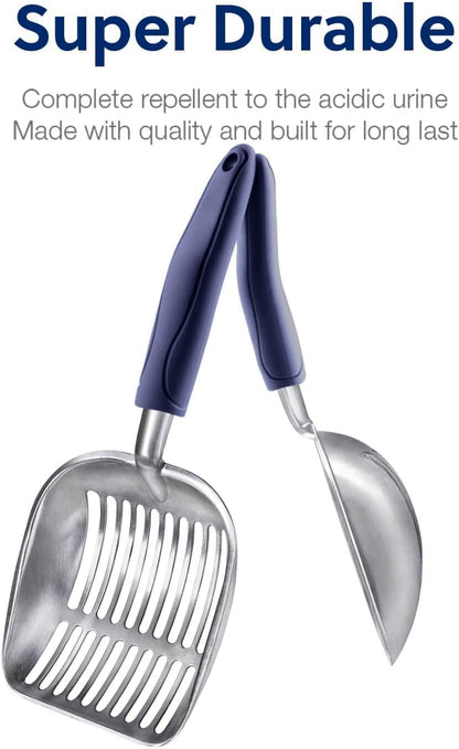 Aluminum Alloy Cat Litter Scoop with Long Handle and Deep Shovel for Efficient Sifting and Cleanup