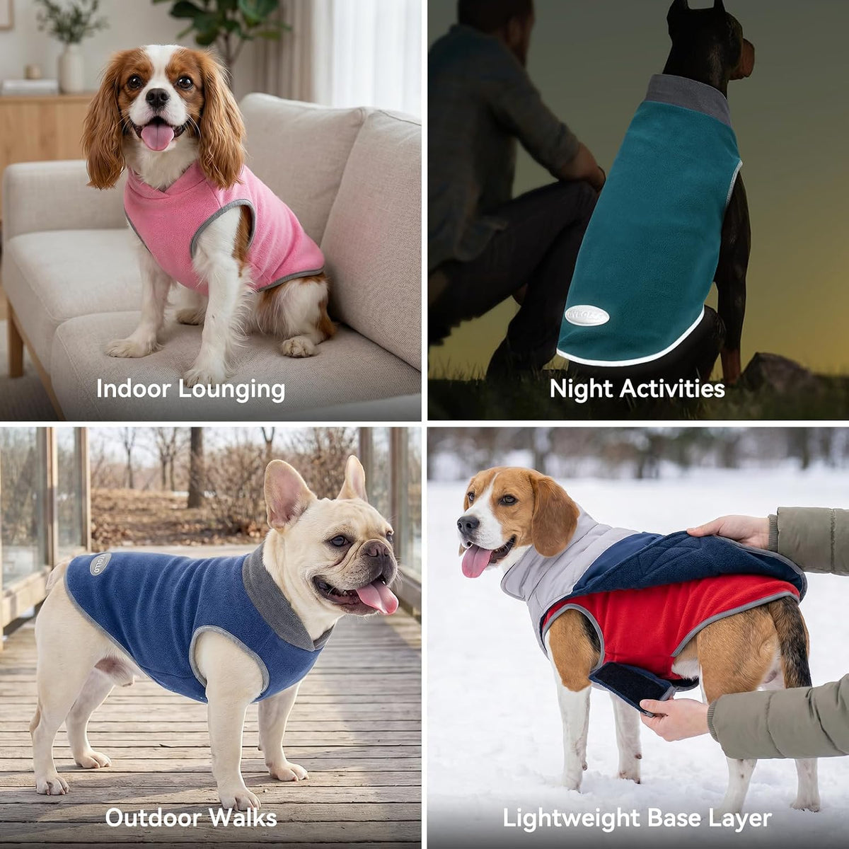 Fleece Dog Sweater Pullover - Lightweight Reflective Jacket (2-Pack)