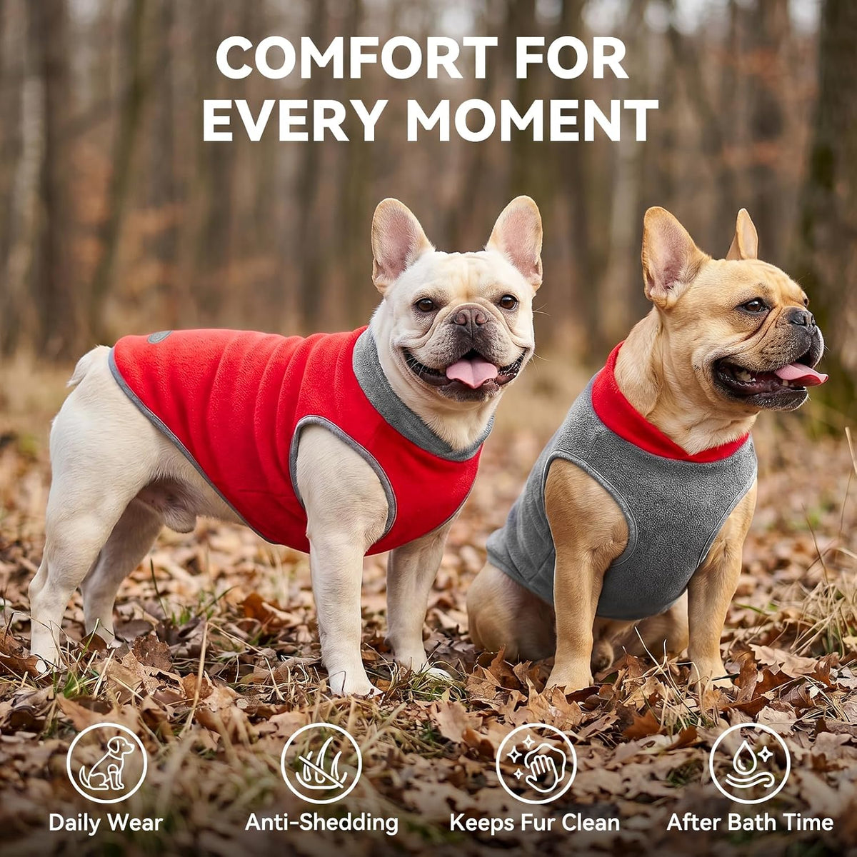 Fleece Dog Sweater Pullover - Lightweight Reflective Jacket (2-Pack)