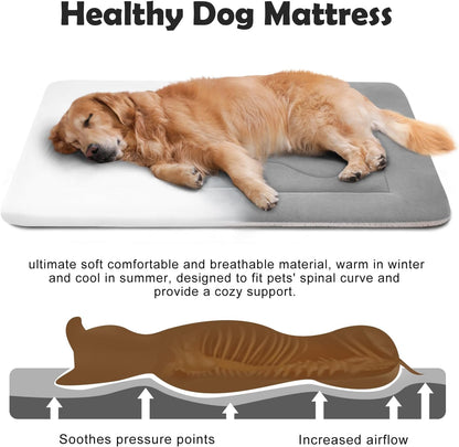 Large Dog Bed with Soft Crate Pad, 42-inch Non-Slip Washable Sleeping Mattress for Pets