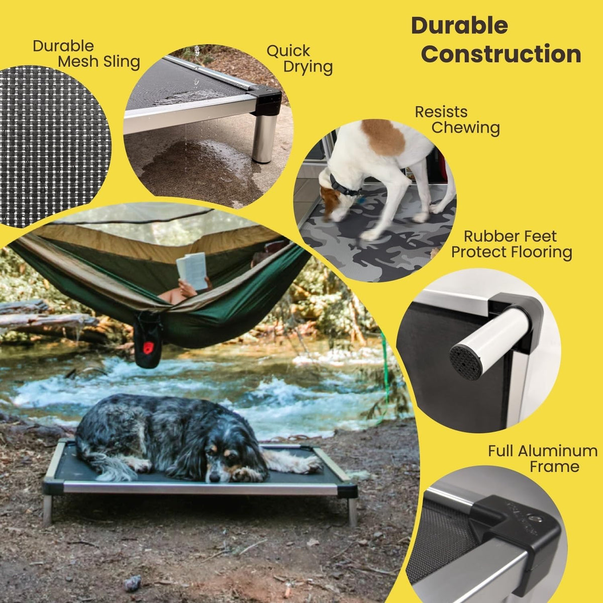 Chew Proof Elevated Cot Bed, S, Black Mesh