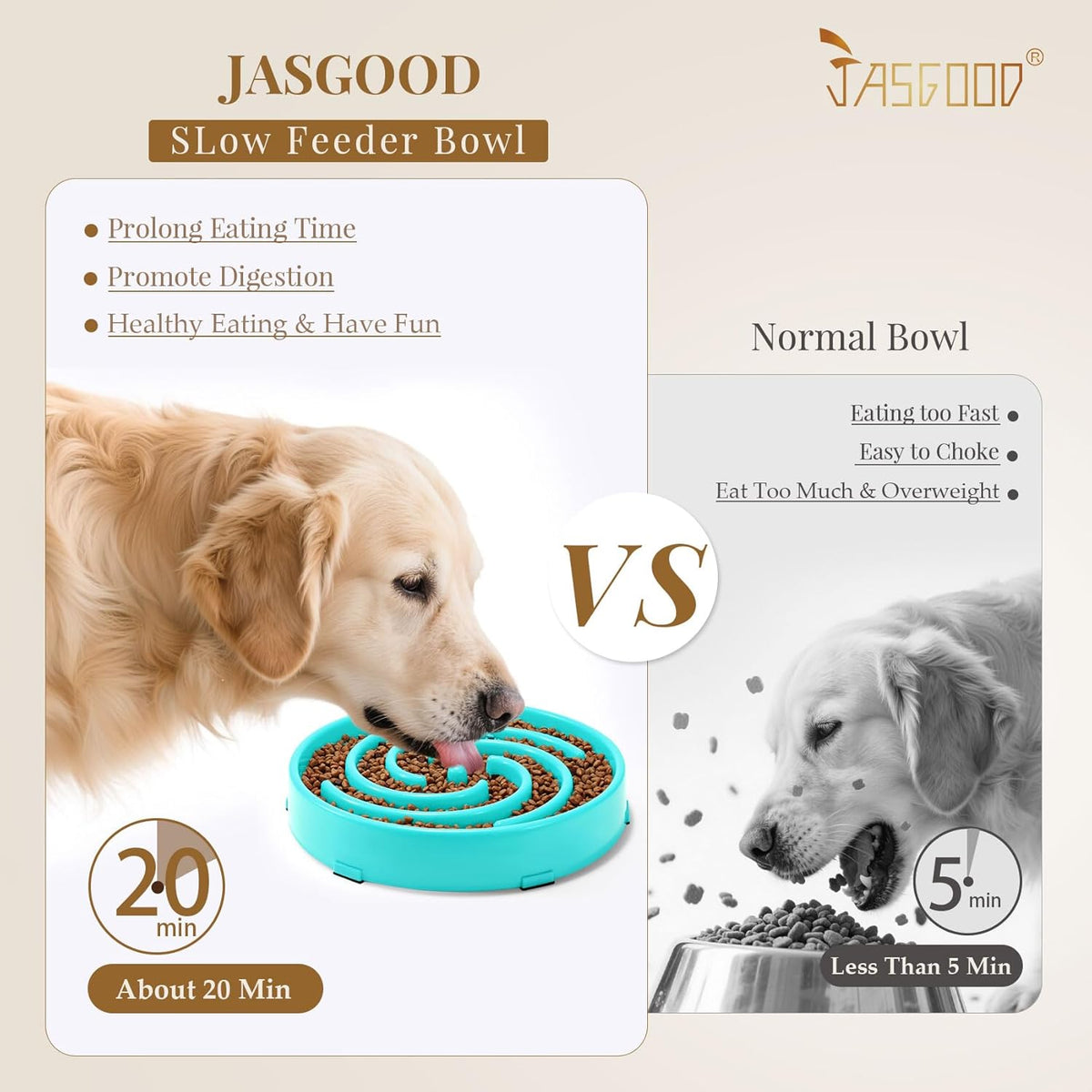 Slow Feed Dog Bowl for Large and Medium Breeds, Anti-Gulping Design to Prevent Bloat and Choking