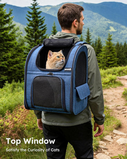 Expandable Cat Carrier Backpack with Breathable Window