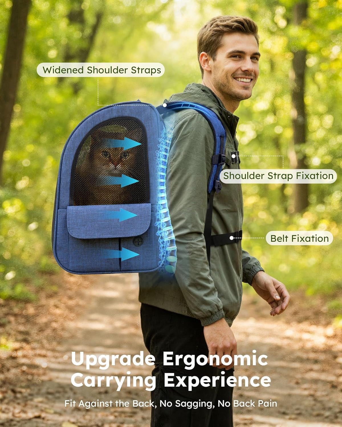 Expandable Cat Carrier Backpack with Breathable Window