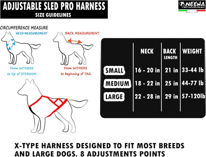 Adjustable Sled Pro Harness - Small, Yellow, Dog Pulling Harness for Large Breeds & Giant Dogs, Great for Dog Joring