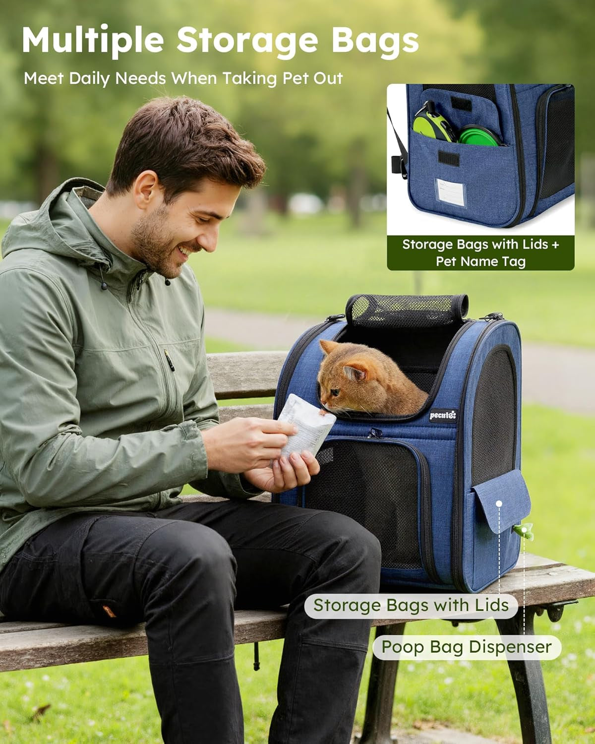Expandable Cat Carrier Backpack with Breathable Window