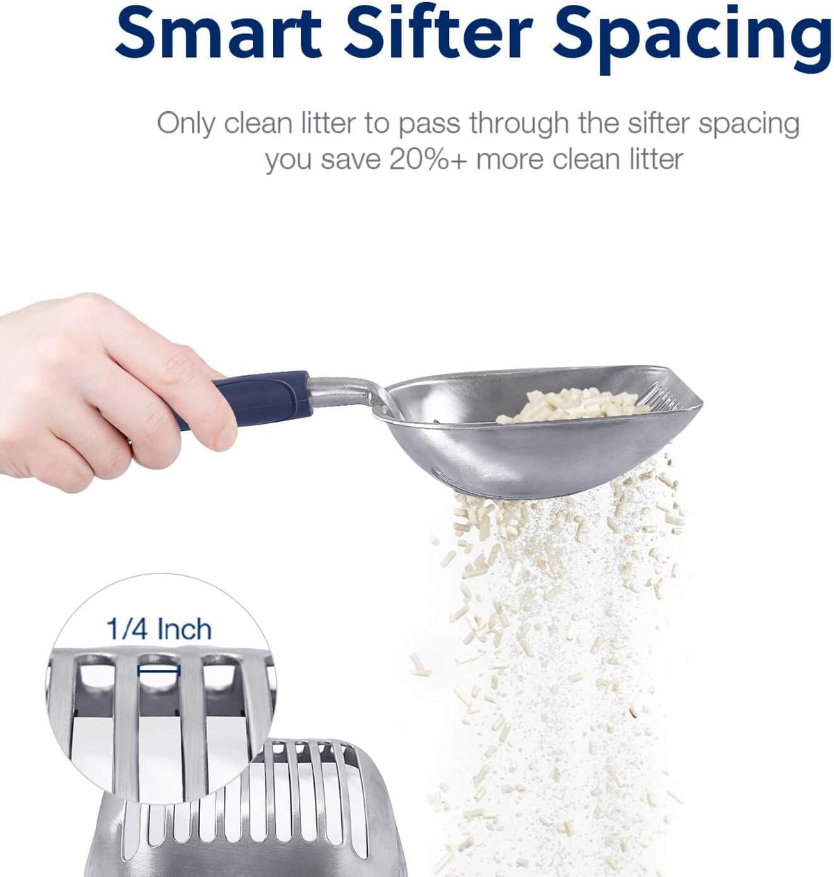 Aluminum Alloy Cat Litter Scoop with Long Handle and Deep Shovel for Efficient Sifting and Cleanup