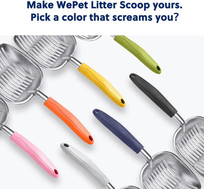 Aluminum Alloy Cat Litter Scoop with Long Handle and Deep Shovel for Efficient Sifting and Cleanup