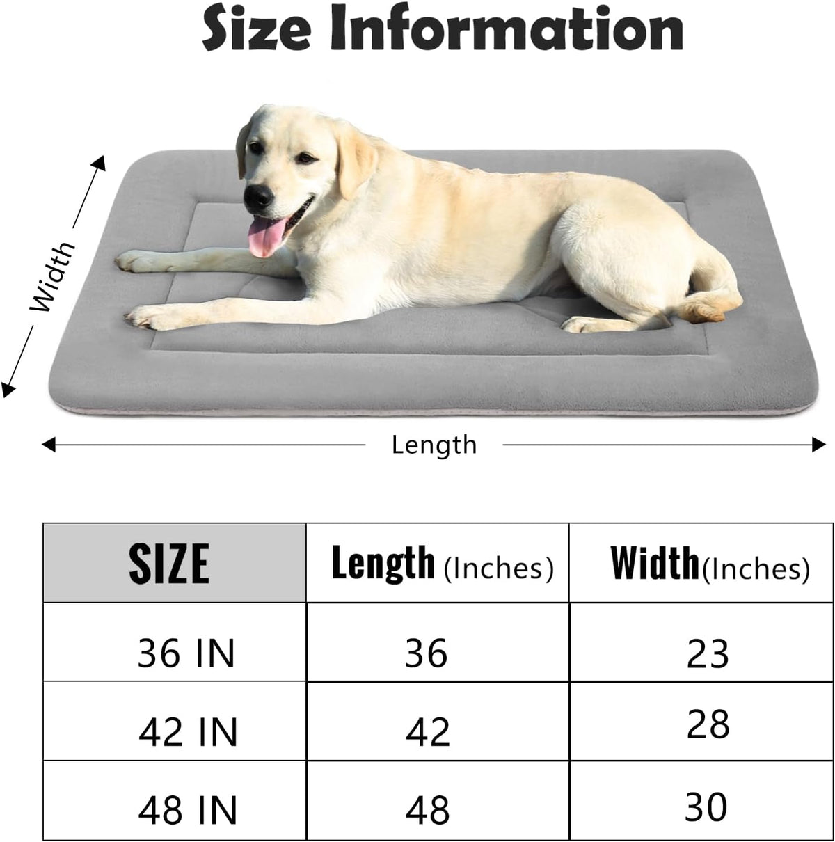 Large Dog Bed with Soft Crate Pad, 42-inch Non-Slip Washable Sleeping Mattress for Pets