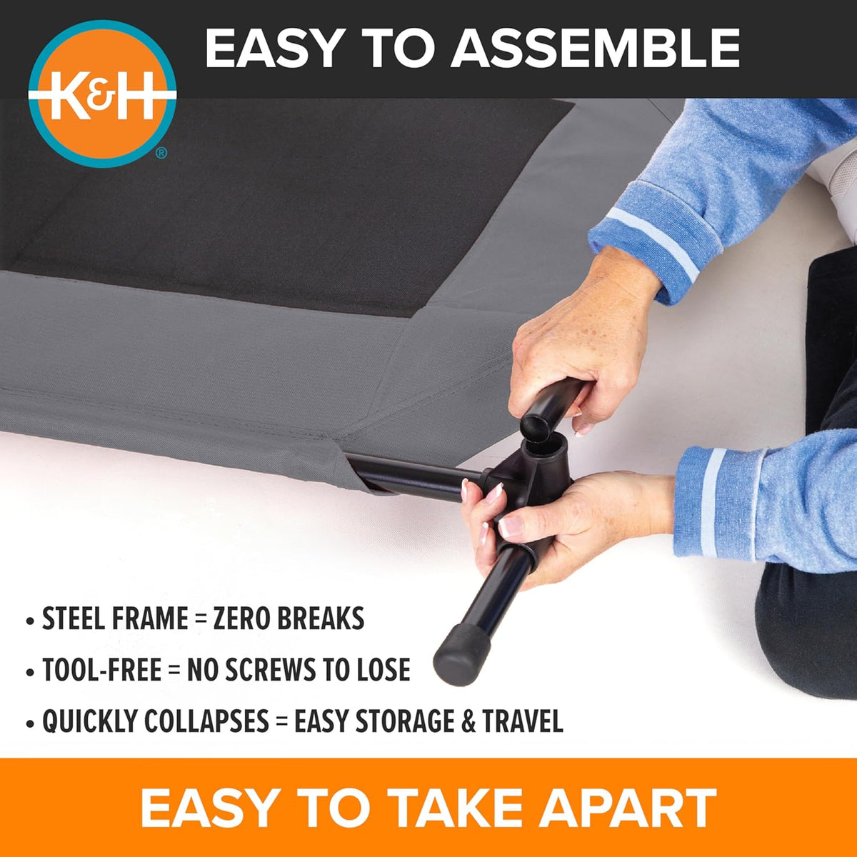 K&H Outdoor Elevated Dog Bed for Large and Extra-Large Pets, Gray, 50"x32" XL