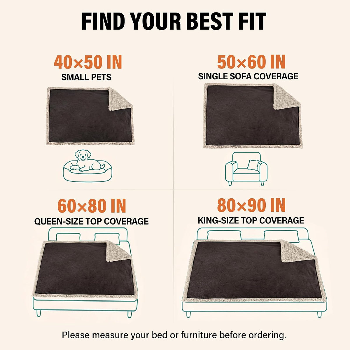 Reversible Waterproof Bed Blanket with Leakproof Design