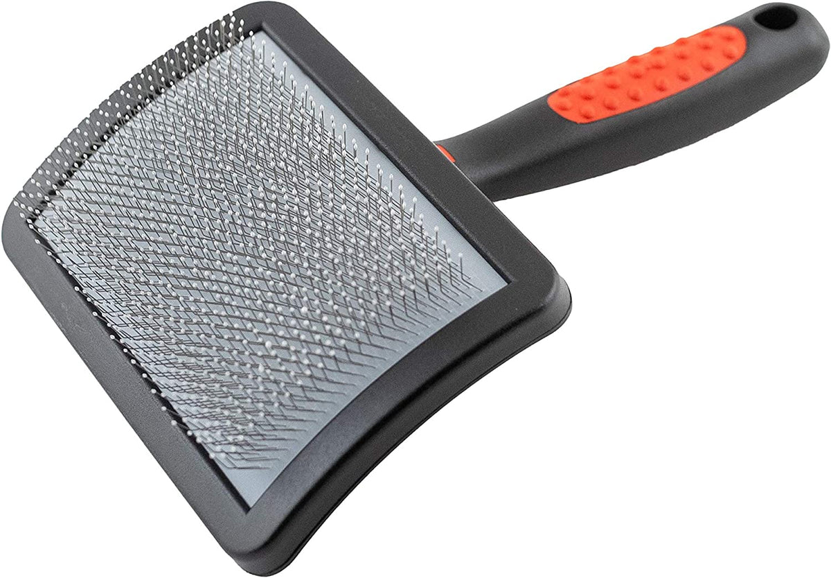 Paw Brothers Large Soft Pin Curved Slicker Brush for Dogs with Coated Tips for Gentle Skin Care and Maximum Coverage