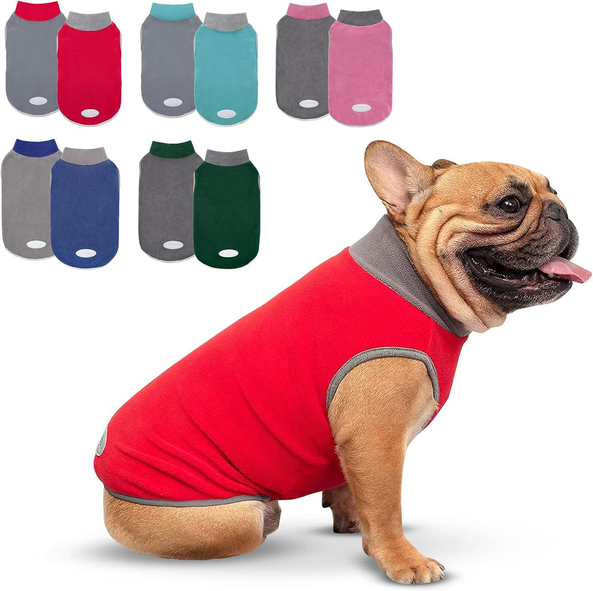 Fleece Dog Sweater Pullover - Lightweight Reflective Jacket (2-Pack)