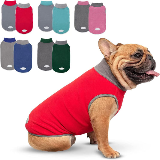 Fleece Dog Sweater Pullover - Lightweight Reflective Jacket (2-Pack)