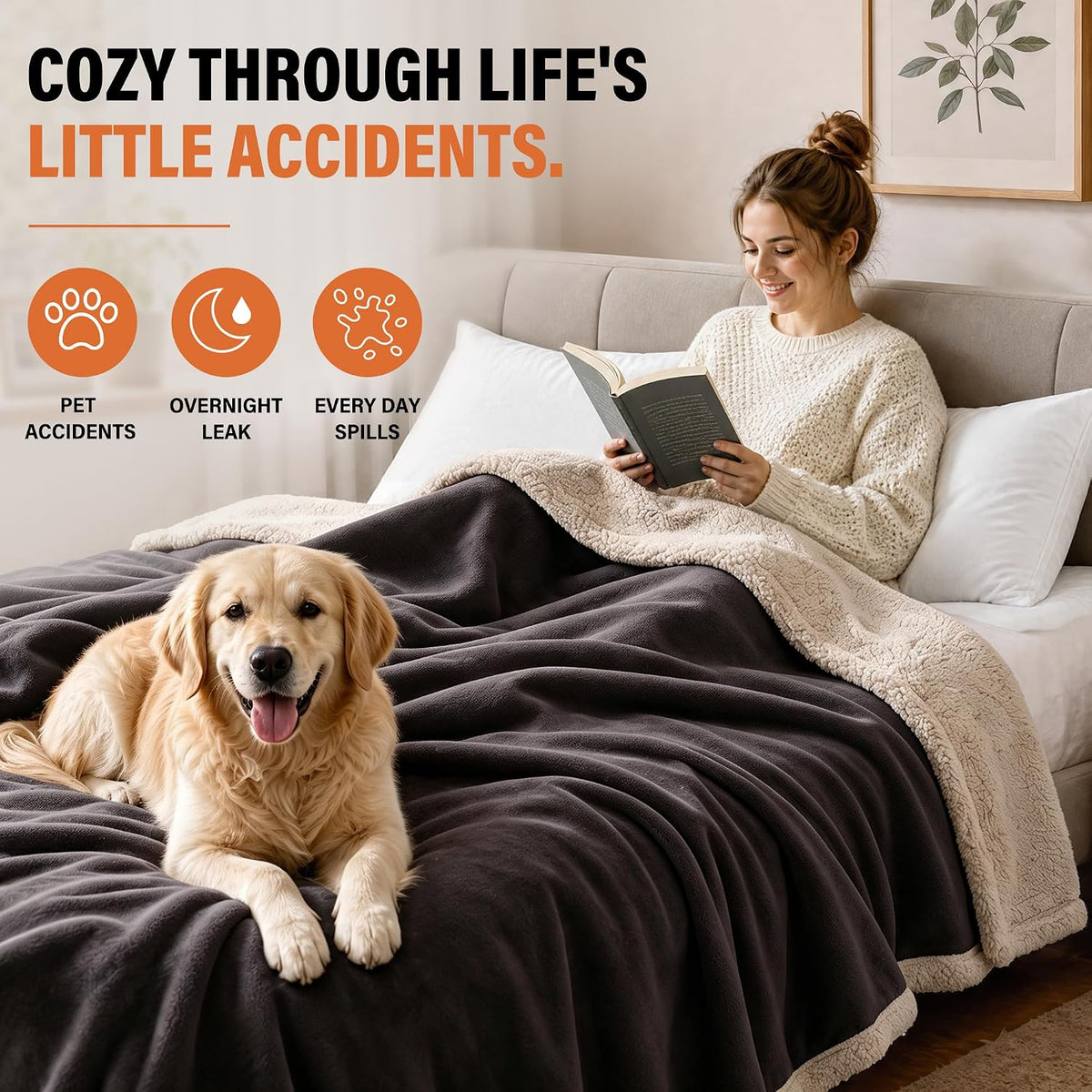 Reversible Waterproof Bed Blanket with Leakproof Design