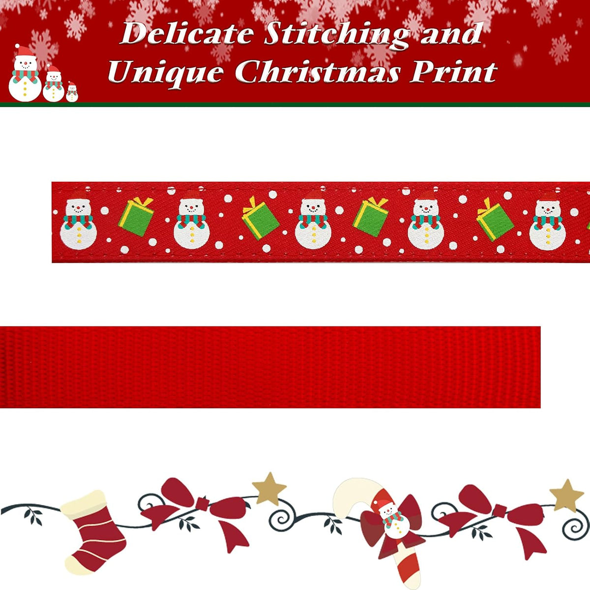 Adjustable Christmas Dog Collar with Antler Bow Tie and Snowman Accessories for Medium Dogs