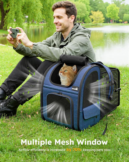 Expandable Cat Carrier Backpack with Breathable Window
